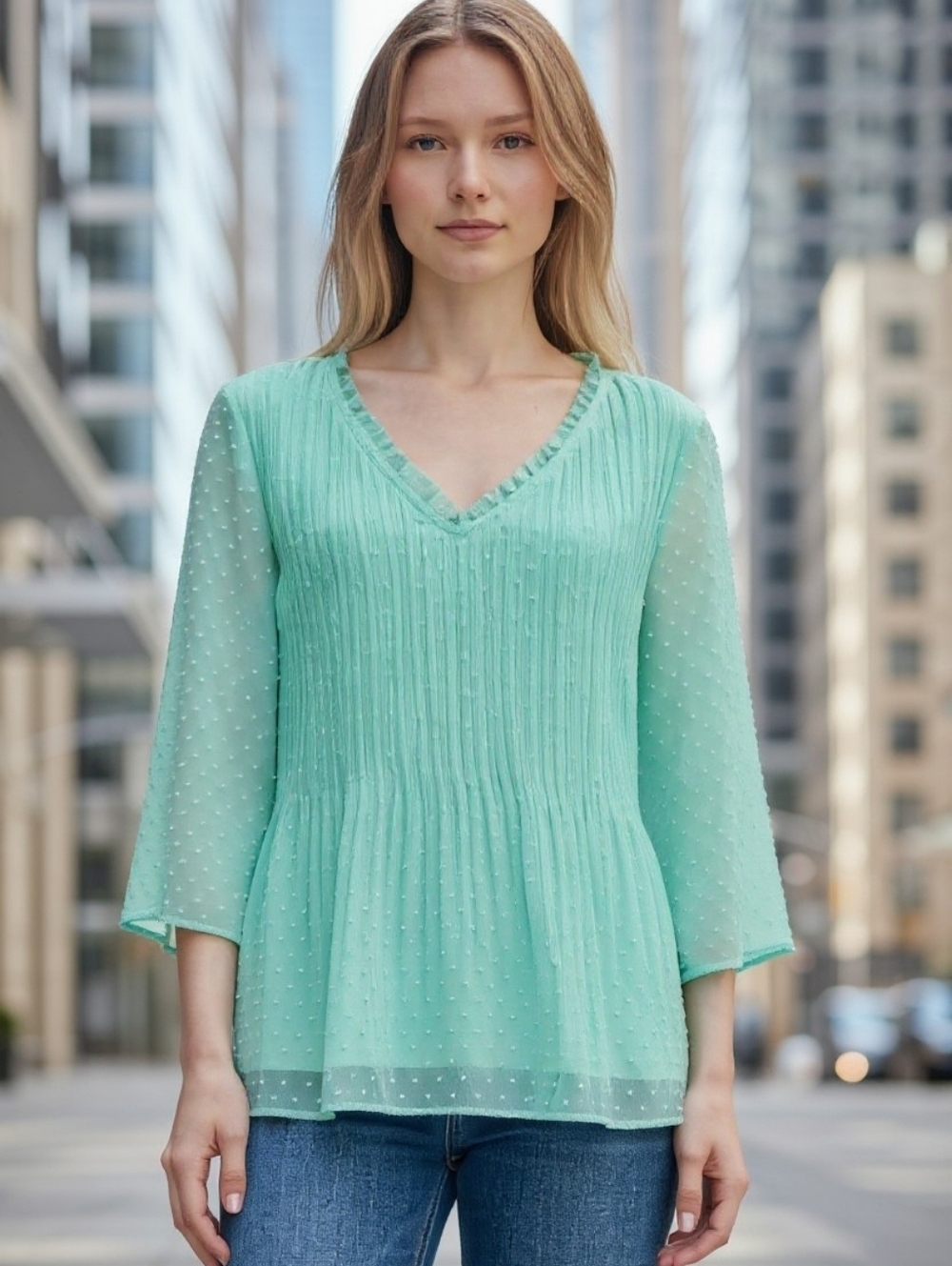 valerie stevens size XL dress Blouse Bell Flare Sleeves Lace NWT Causal Fashion